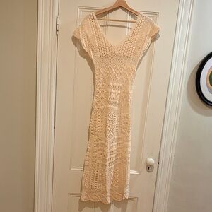 Elegant Cream Crochet Dress